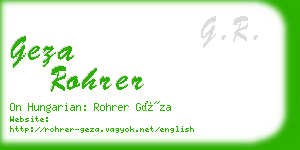 geza rohrer business card